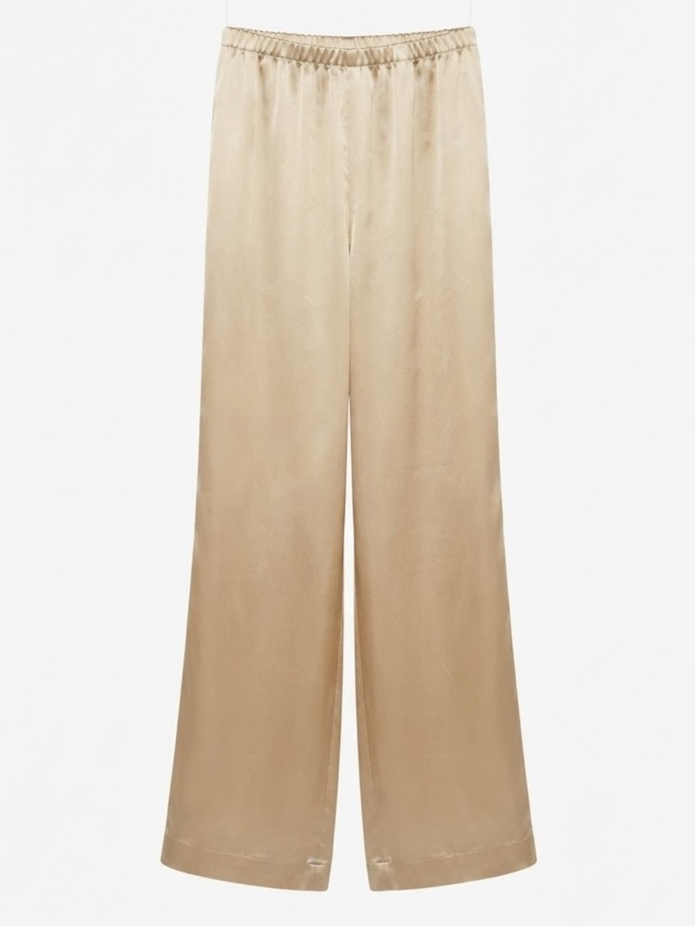 Gold Satin Wide-Leg Pants